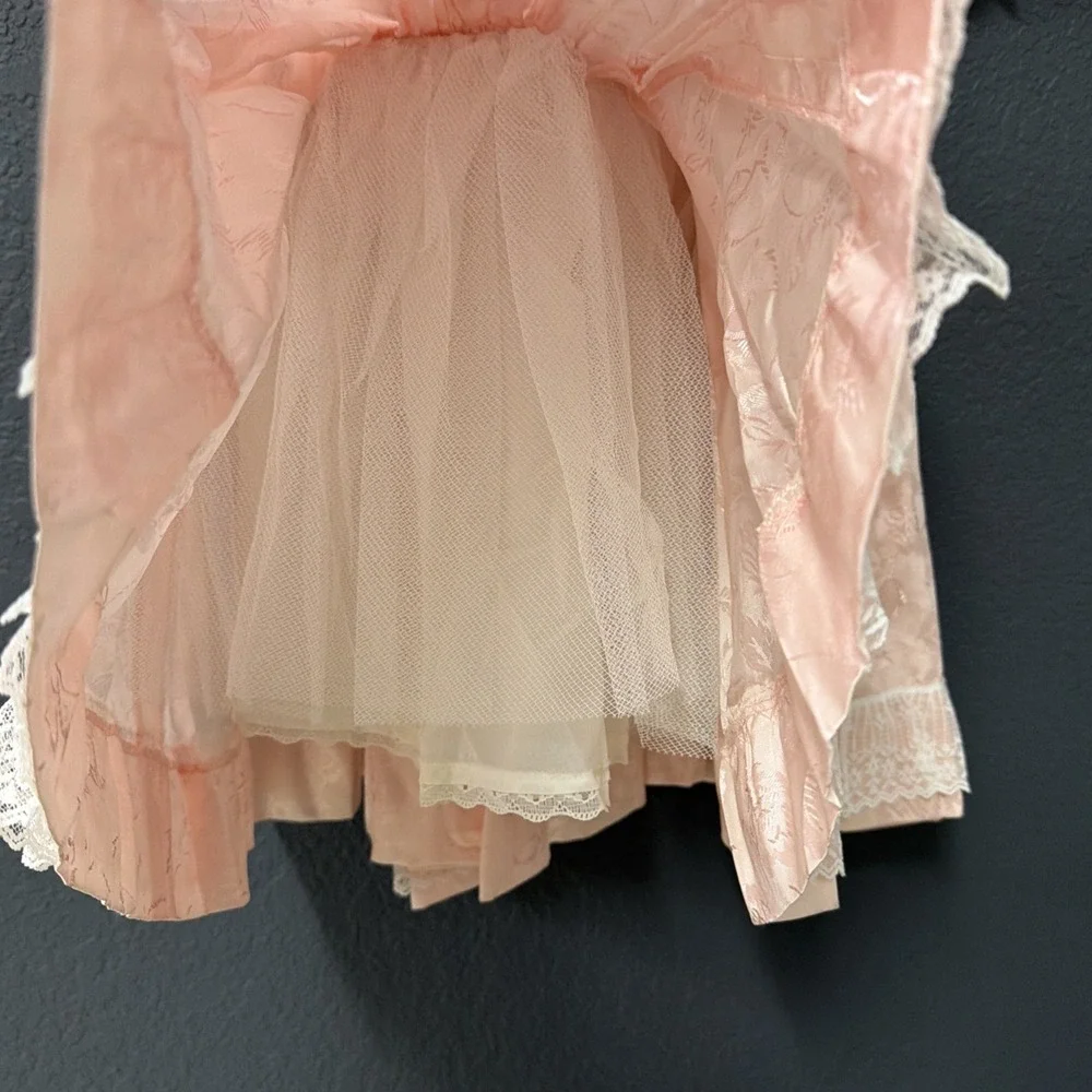 Vintage Handmade Toddler Girls Pink Floral Lace Party Dress‎ Pageant Holiday